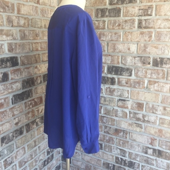 NWT Talbots 100% Silk Long Sleeves Blouse Blue L - Picture 5 of 7